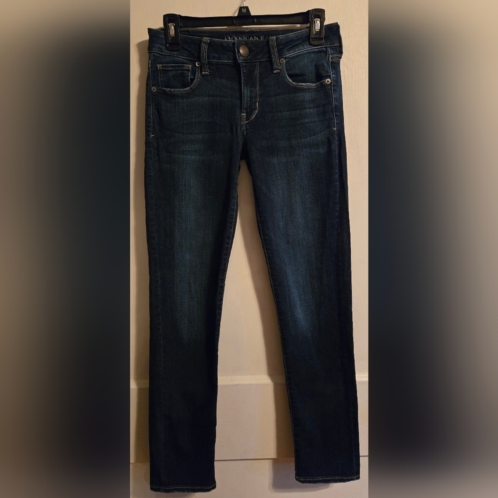 NWOT | American Eagle | Super Stretch Straight Leg Dark Wash Denim Jeans | 4 | - Picture 4 of 15